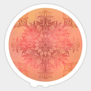 Shimmery Warm Coral Leafy Mandala Sticker